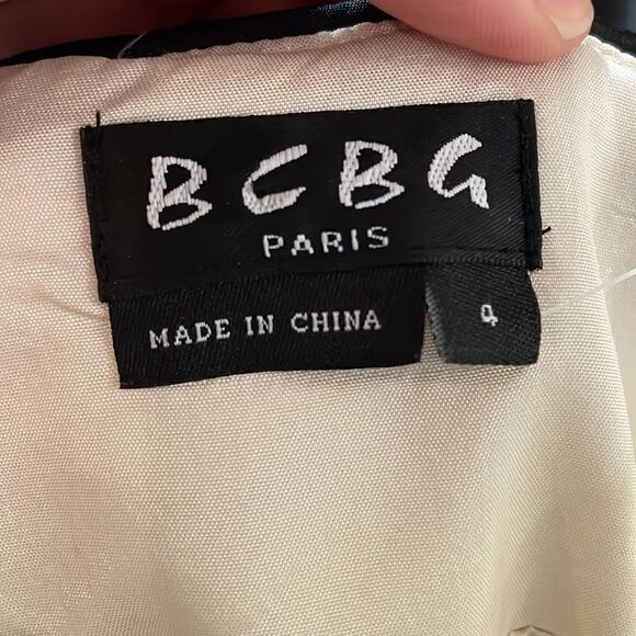 BCBG Paris Gold with black trim cocktail mini dress - Picture 8 of 10